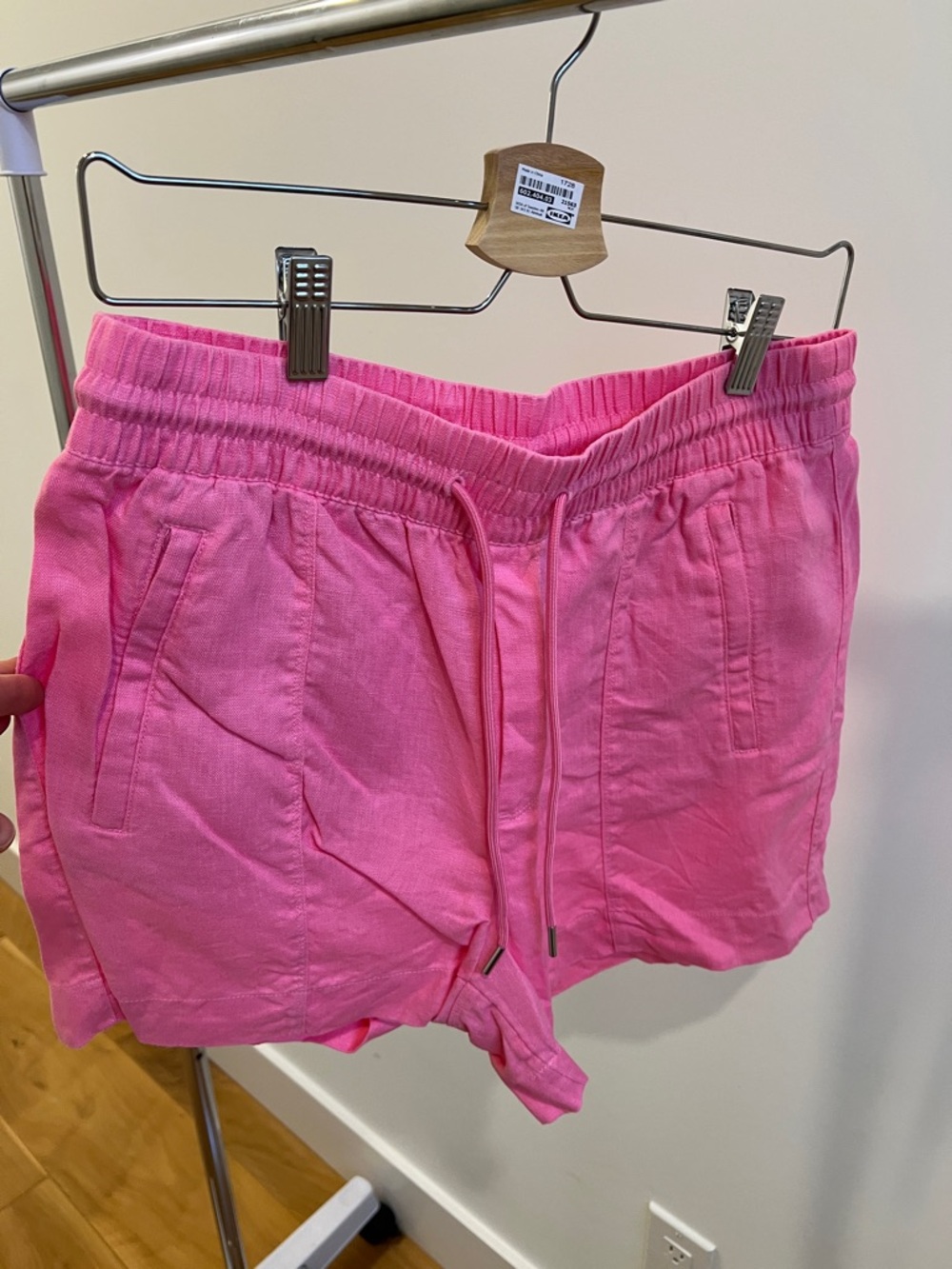 Athleta Hot Pink 100% Linen Drawstring Athletic Shorts